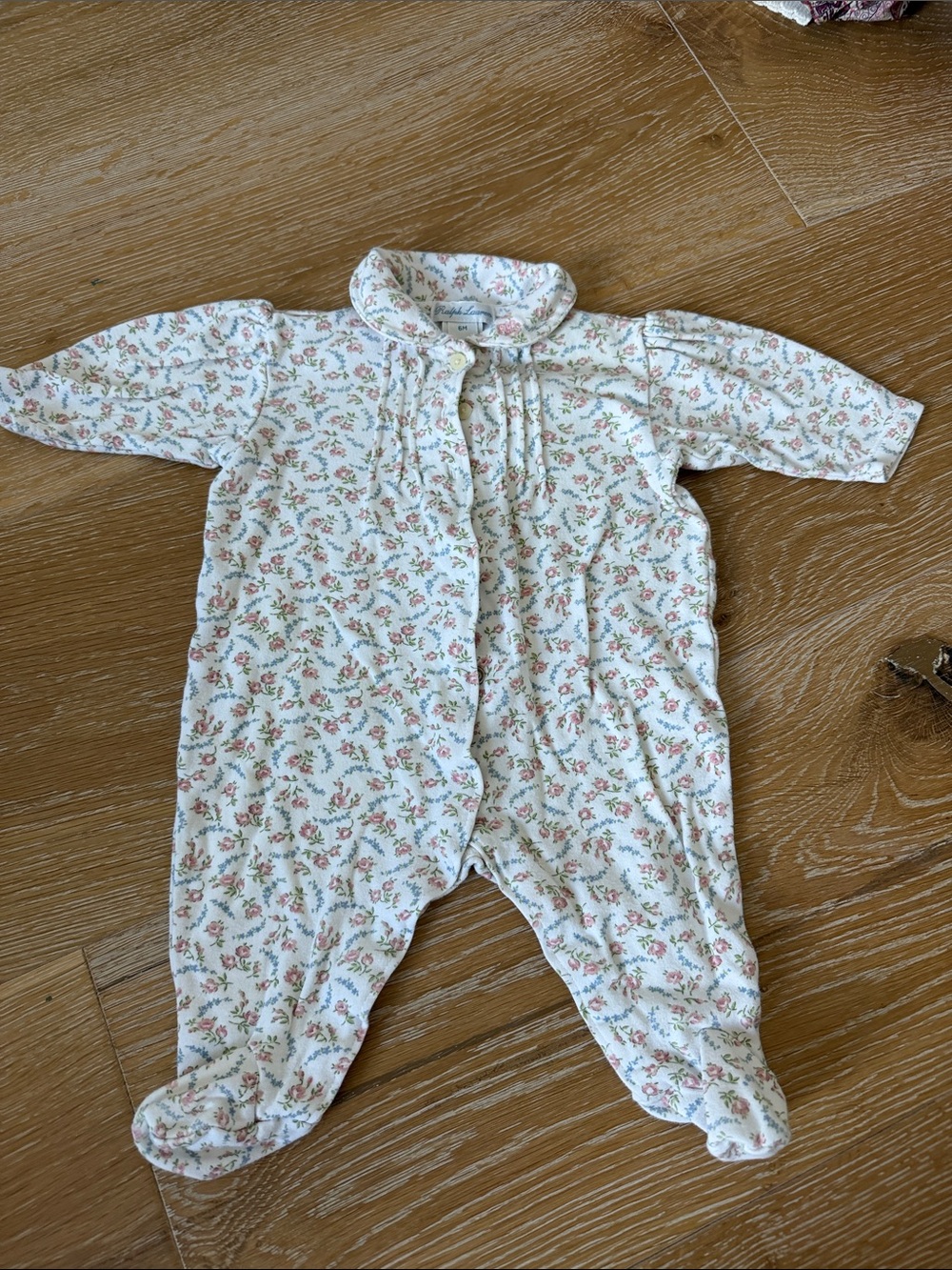 Ralph Lauren Floral Cotton Footed One-Piece for Baby